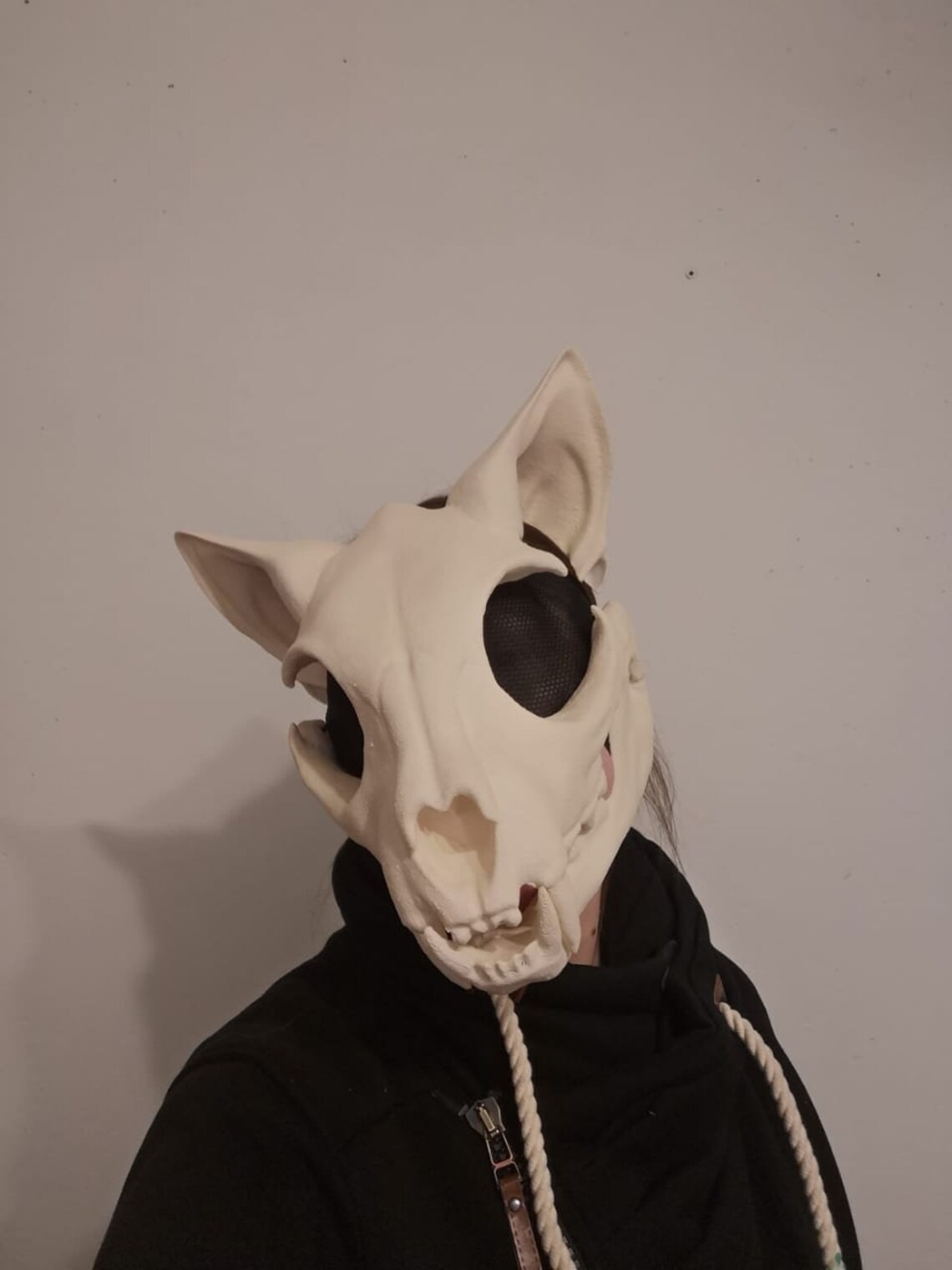 Movable Cat Skull Mask with EyeMesh / Cat Skull Moving Jaw Etsy