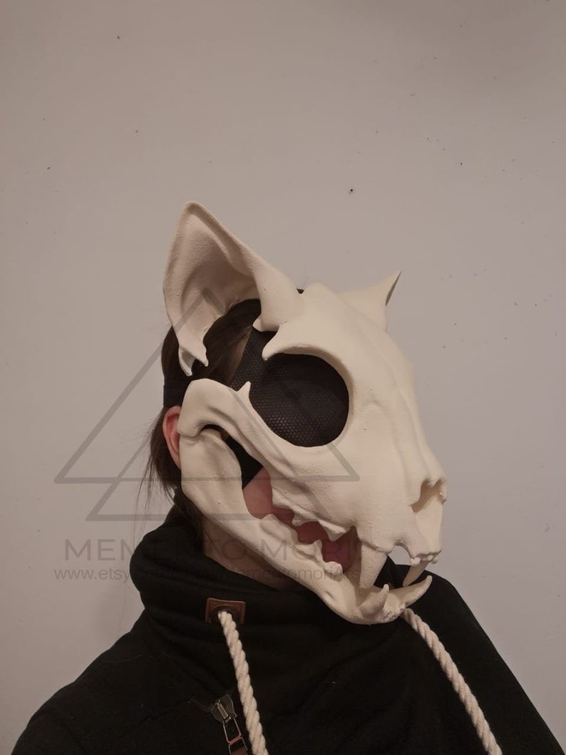 Movable Cat Skull Mask with Eye-Mesh / Cat Skull Moving Jaw | Etsy