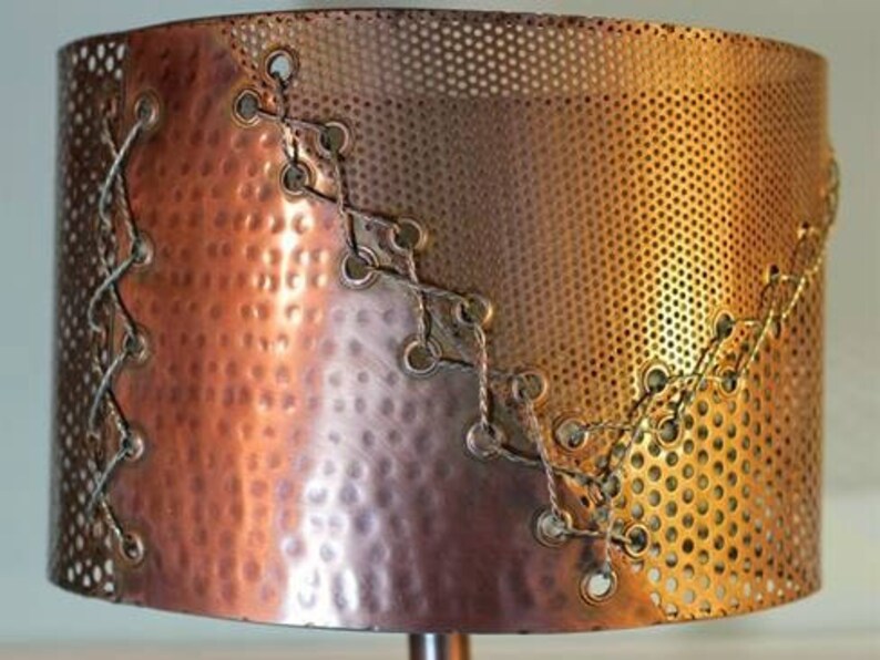 Coil Lamp with COPPER SHADE Truck Spring Steampunk Industrial Lamp Metal Lamp Metal Shade Table Lamp Lighting