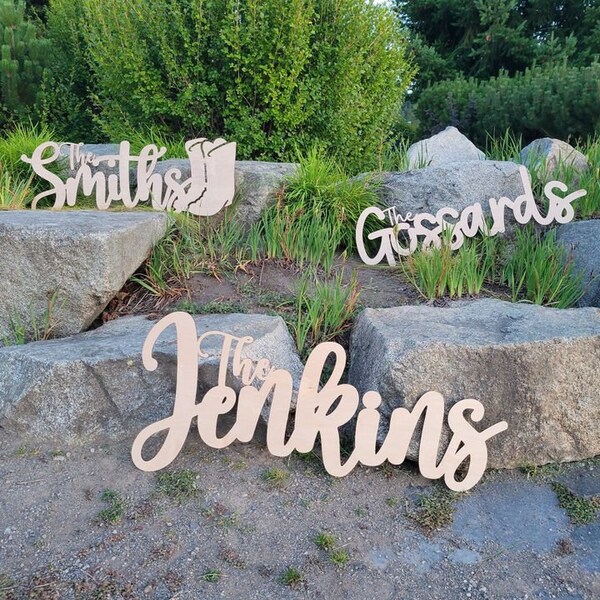 XL Personalized Wooden Last Name Laser Cutout Signs | Customized Wedding Signs | Large, XL, Giant, 46" | Guest Book, photo prop, backdrop