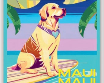 Maui Surf Dog Decal