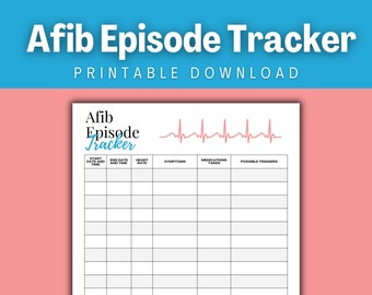 Afib Episode Tracker: Atrial Fibrillation Log (Printable)