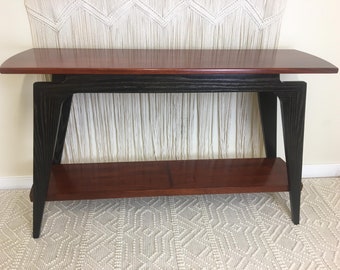 51" Solid Honduras Mahogany and Ebonized Oak Console Table, Mid Century Modern, Entryway Table, Statement Piece, Made in the USA