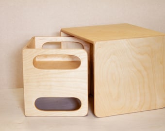 Toddler Table and Chair Set - 1 Cube Table and 1 Cube Chair, Weaning Table and Chair Set for Kids,