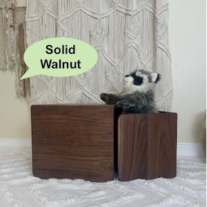 Montessori Table and Chair, Real Walnut - 1 Small Cube and 1 Large Cube, Nesting Weaning Set for Toddler - Preschool, Handmade in the USA