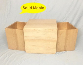 Montessori Table and Chair Set - 2 Cube Chairs and 1 Cube Table - Hardwood Maple Nesting Weaning Set - Handmade in the USA