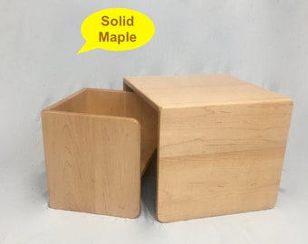 Montessori Table and Chair Set - Solid Hardwood Maple - 1 Cube Chairs and 1 Cube Table, Nesting Weaning Set for Toddlers