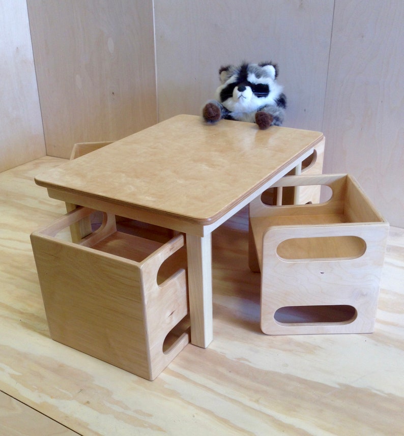 Desk And Chair Set For Toddler, Montessori Table With Bookshelf, Kids Board Game Table, Desk With Drawer, Minimalist Furniture, - UK
