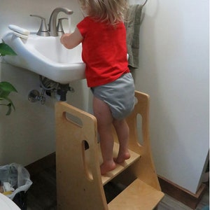 Toddler Step Stool Perfect for Bathroom, Kitchen and Toilet Safe and Sturdy Wood Design, Adults Can Use Too image 1