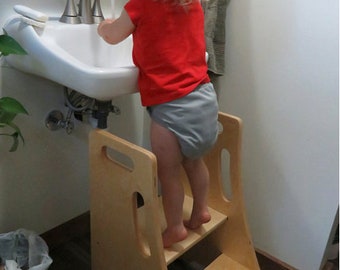 Toddler Step Stool - Perfect for Bathroom, Kitchen and Toilet - Safe and Sturdy Wood Design, Adults Can Use Too!