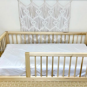 Montessori Floor Bed with Rails, Toddler Bed, Montessori Bed, Handmade in the USA