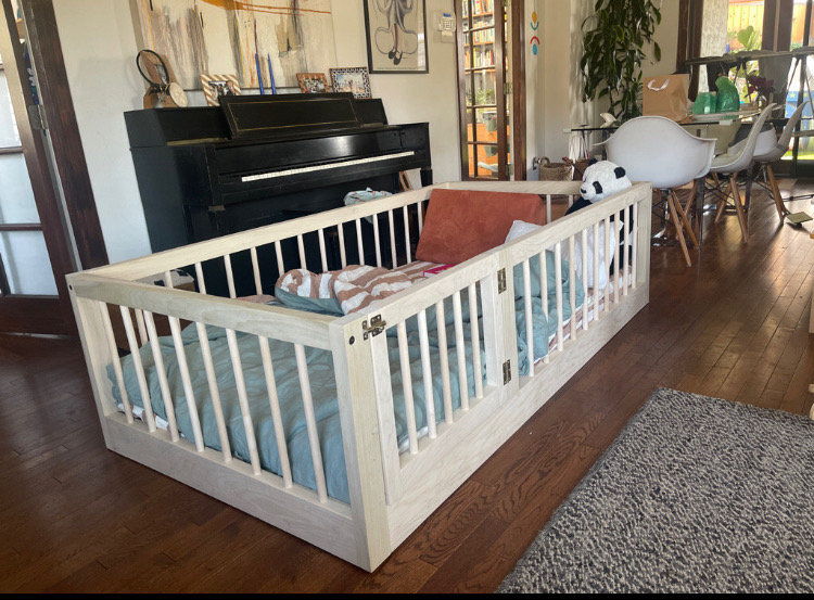 Floor Bed with Rails and Gate Montessori Floor Bed for Toddlers Handmade in the USA Etsy