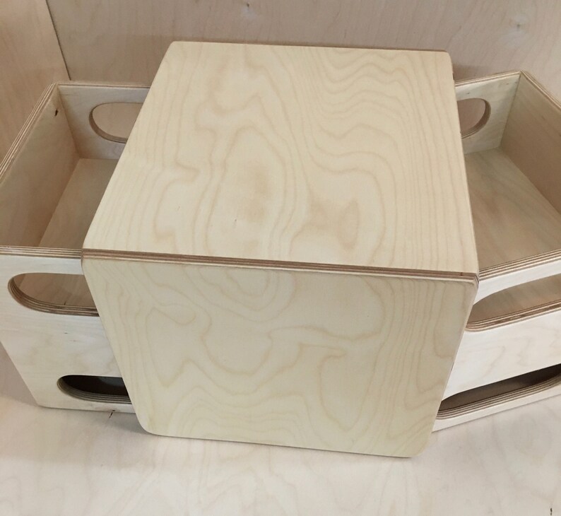 Montessori Cube Table and Cube Chair Set - 1 Large Cube and 2 Small ...