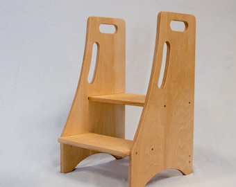 Step Stool for Toddlers and Adult - Toilet, Bathroom and Kitchen Step Stool, Wooden Step Stool for Toddlers, Preschool, Children and Adults