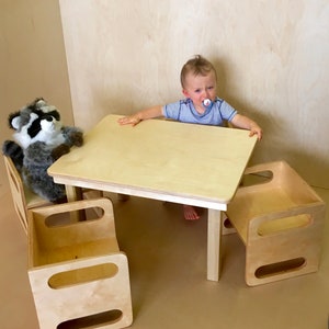 Toddler Table 22&quot;x 26&quot; - Interchangeable Leg Height, Kids Wooden Table, Montessori Children’s Furniture, Handmade in the USA