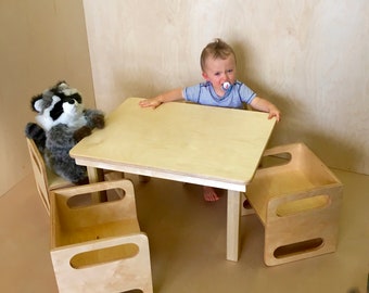 Toddler Table 22"x 26" - Interchangeable Leg Height, Kids Wooden Table, Montessori Children’s Furniture, Handmade in the USA