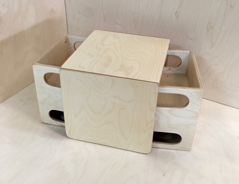 Montessori Cube Table and Cube Chair Set - 1 Large Cube and 2 Small ...
