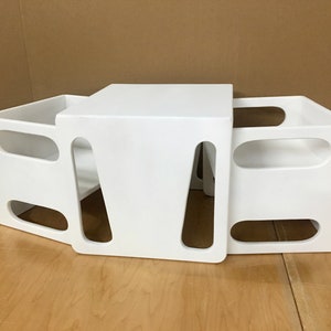 Montessori Table and Chair - 2 Cube Chairs and 1 Cube Table - DIY Ready For Paint Nesting Weaning Set for Kids