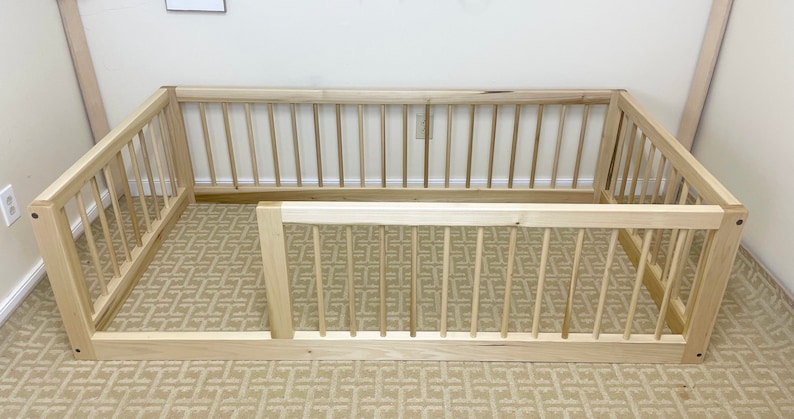 Montessori Floor Bed with Rails, Toddler Bed, Montessori Bed, Handmade in the USA image 5