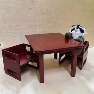 Kids Large Table 2 Cube Chairs, Montessori Cube Set Custom Finish