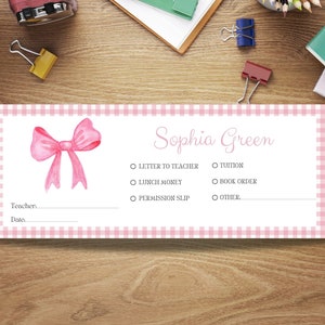 PERSONALIZED SCHOOL ENVELOPE | Coquette Bow Envelope, Back to School Envelope, Money Envelopes, Digital Editable Printable