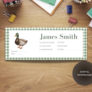 PERSONALIZED SCHOOL ENVELOPE | Duck Envelope, Back to School Envelope, Money Envelopes, Digital Editable Printable