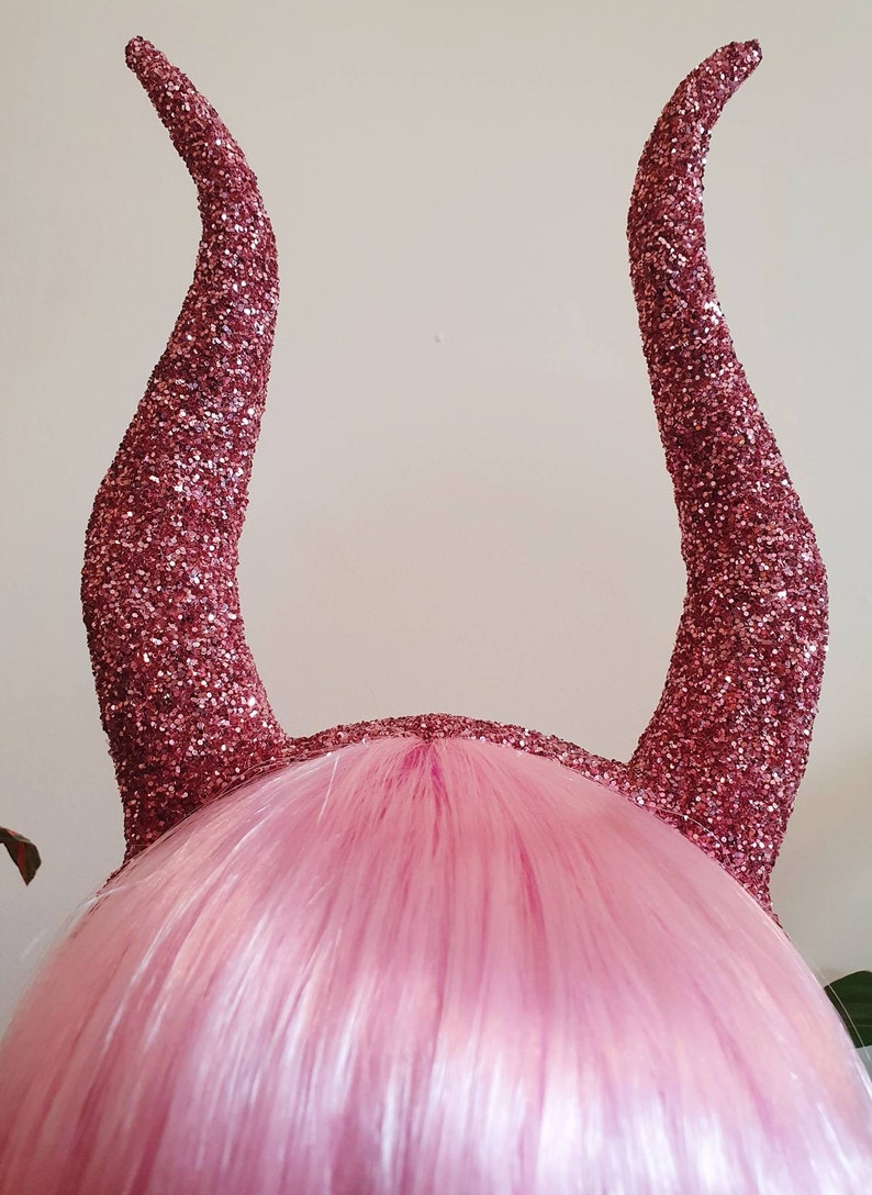 Pink Glitter Horns Festival Horns Festival Headband Glitter Etsy UK