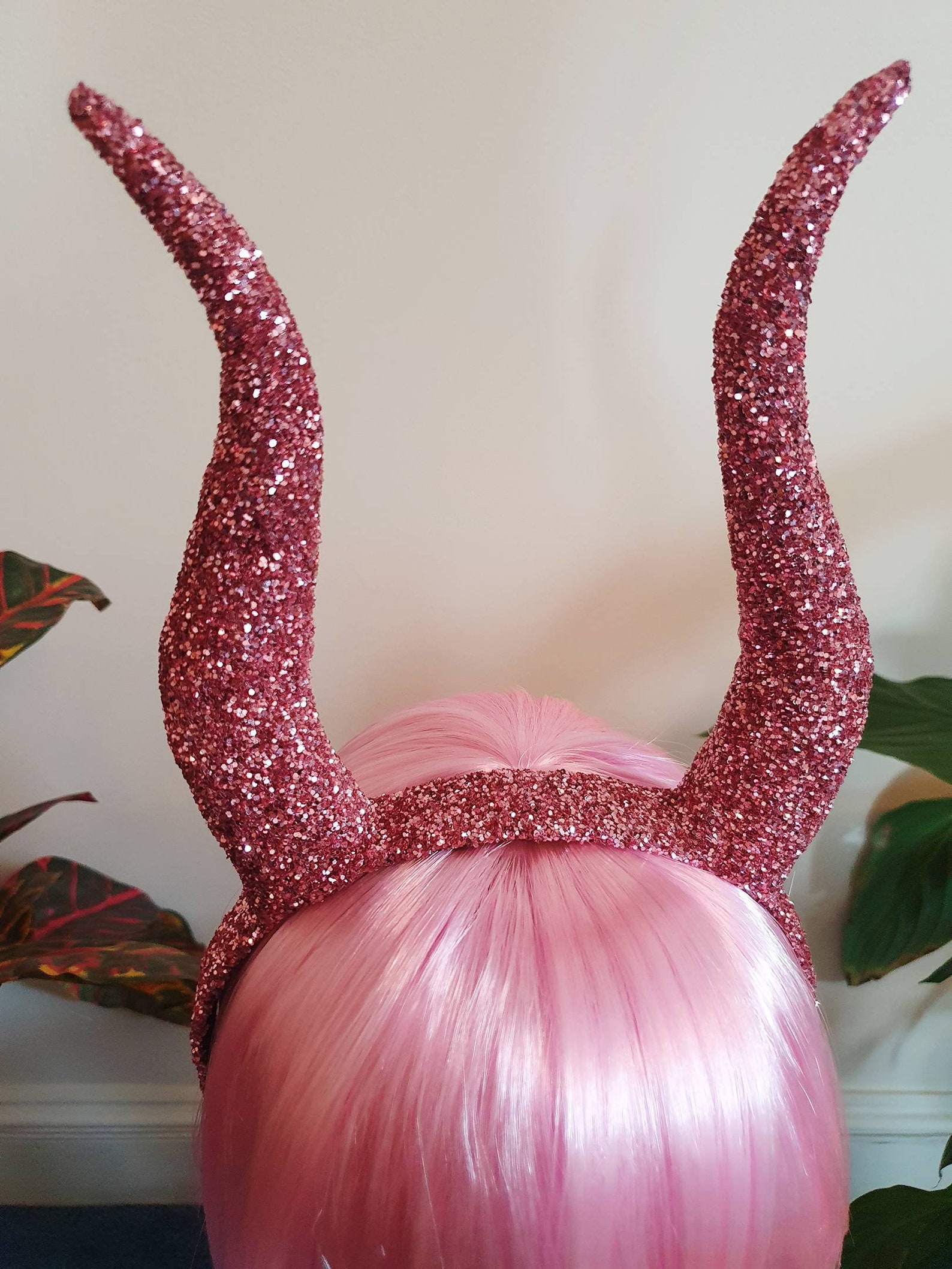 Pink Glitter Horns Festival Horns Festival Headband Glitter Etsy