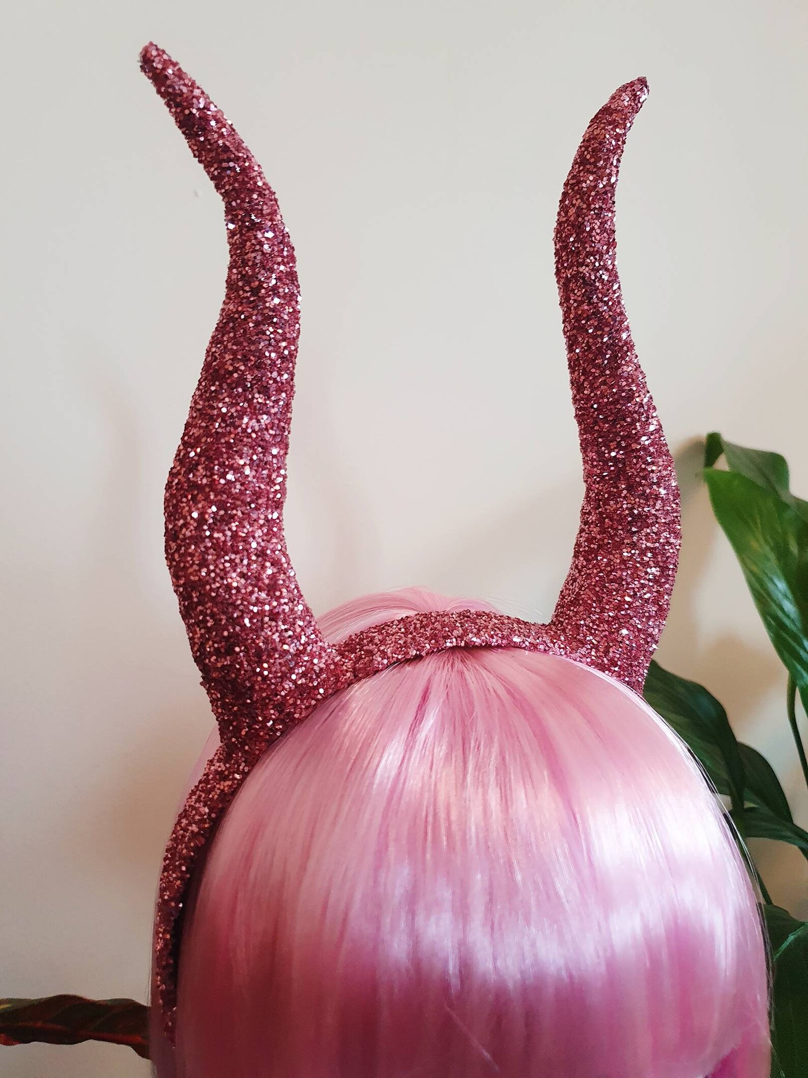 Pink Glitter Horns Festival Horns Festival Headband Glitter Etsy