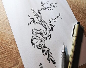 Dead tree - original graphic ink drawing
