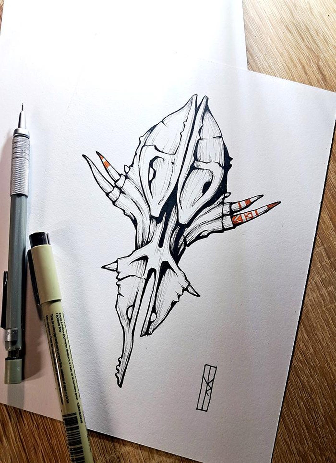 Alien Dinosaur Skull - Original Graphic Ink Drawing - Etsy