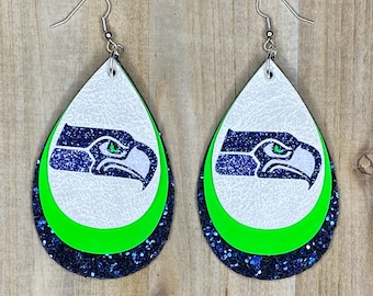 Blue Green Diamond Shaped Earrings Ireland Seattle Sounders Seattle Seahawks Clear