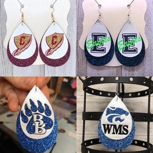 Any Custom School Logo Faux Leather Earrings! Sports earrings* College Football*