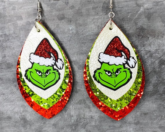 Grinch shop leather earrings