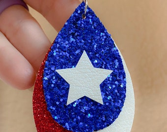 Texas State Flag Faux Leather Earrings* America* Flag* Texas Pride*