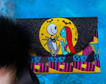 Jack Skellington and Sally Faux Leather Wristlet! fall - Halloween - nightmare - Christmas