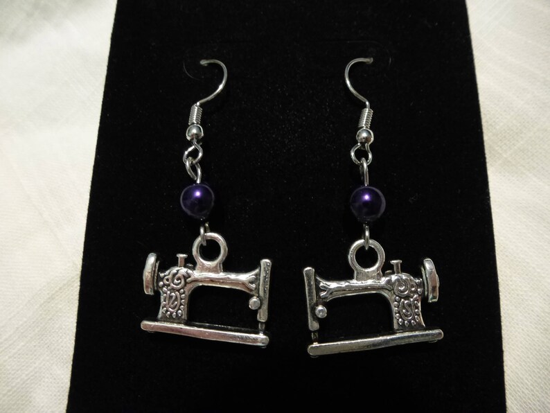 Vintage Style Sewing Machine Earrings Gift for Quilter Silver Etsy