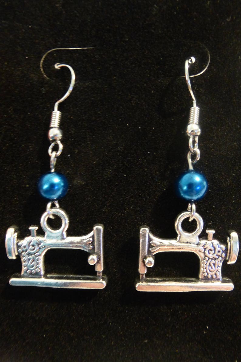 Vintage Style Sewing Machine Earrings Gift for Quilter Silver Etsy