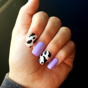 Cow Print Custom Color Press On Nails