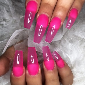 Glossy Pink Jelly Press On Nails