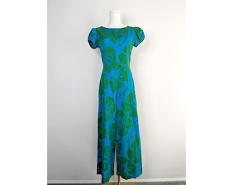 Vintage 1960s Mod Hawaiian Hippie Psychedelic Disco Jumpsuit Babydoll Princess Cap Sleeve