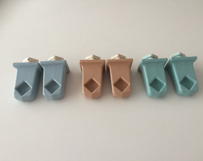 Vintage 1960's Porcelain Ceramic TOWEL BAR ENDS New Old Stock 2 Color