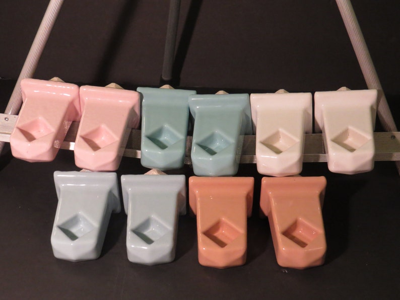 Vintage 1960's Porcelain Ceramic TOWEL BAR ENDS New Etsy