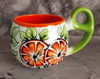 Handmade ceramic mug 600 ml Orange ceramic coffee  mug large ceramic mug  earthenware coffee mug  pottery mug christmas gift  18 fl.oz.