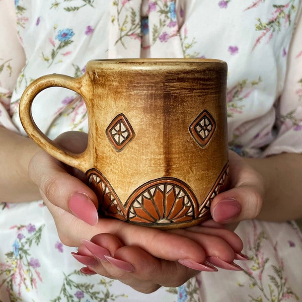 brown ceramic mug, Large Ceramic Mug, Handmade ceramic mug, Ceramic drinking mug, ceramic coffee mug, handmade ceramics, big cup of tea