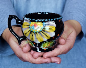 UKRAINE Ceramic mug Coffee Pottery mug Colorful mug Ceramic cup Tea cup Black mug Coffee Mug Soup mug gift mugs pottery easter mother's day