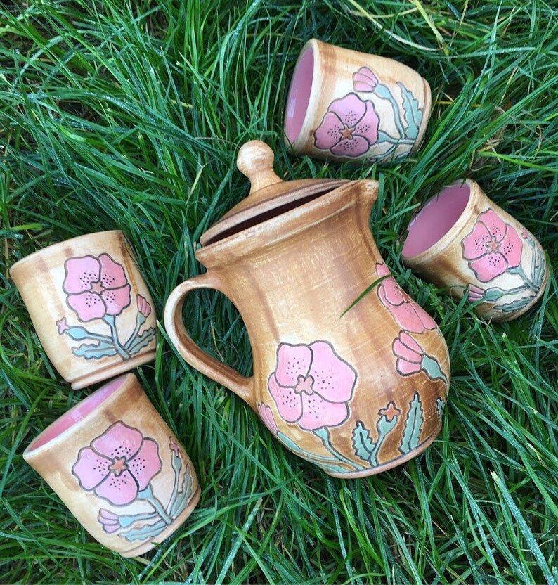 Mother's day gift tea Set Clay tea set Pottery teapot & Etsy