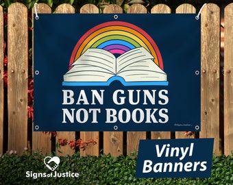 Banner de vinilo - Prohibición de armas, no de libros