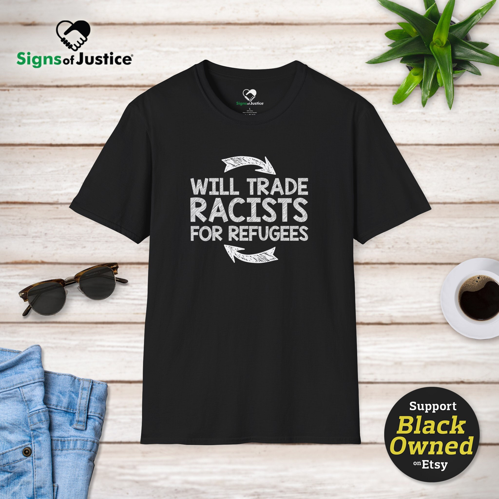 Will Trade Racists For Refugees T Shirt Retro Style Gifts Will Trade Racists For Refugees T Shirt Retro Style Gifts