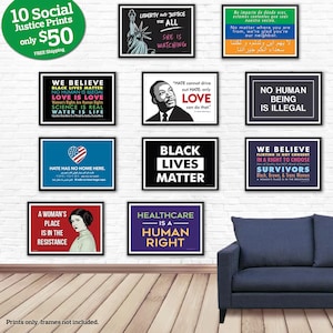 10 Pack of Social Justice Poster Prints  - - - Mix n&#39; Match - - - Hold em&#39;, Hang em&#39; or Frame em&#39;